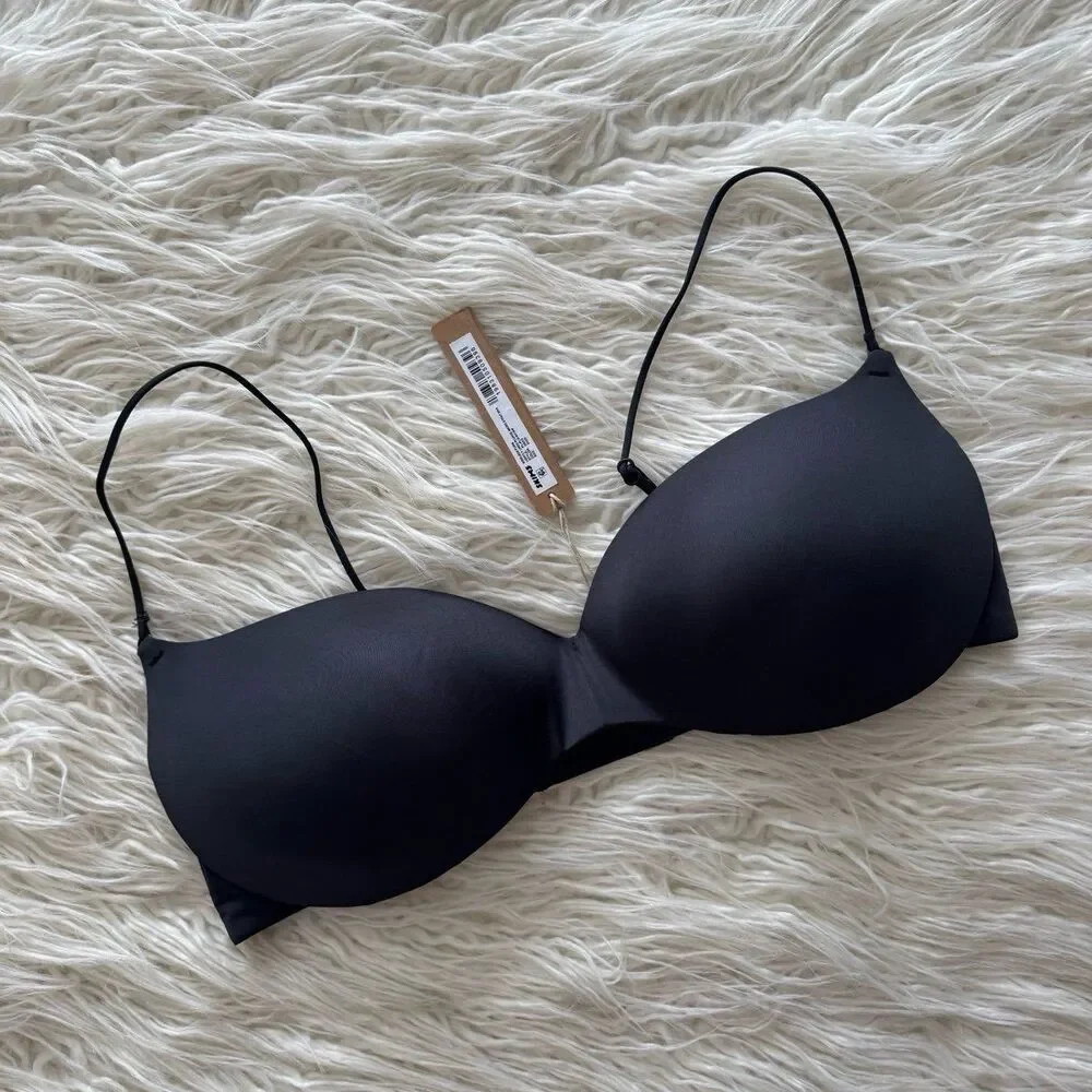 Skims Wireless Form Micro Strap Plunge Bra Onyx Size 34DD - Picture 2 of 7